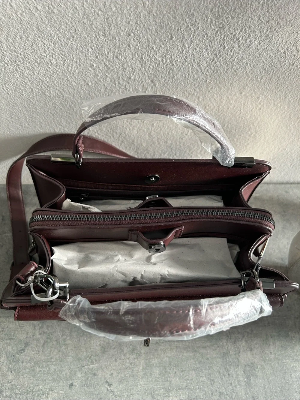 Steve Madden Burgundy Top-Handle Satchel
